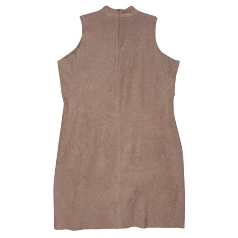 Mud Pie Carley Faux Suede Ruffle Shift Dress Dusty Rose Mock Neck Size M - Picture 4 of 8